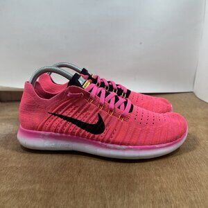 Nike Free RN Motion Flyknit Women's Size 9 Running Shoes Pink/Black 831070-600